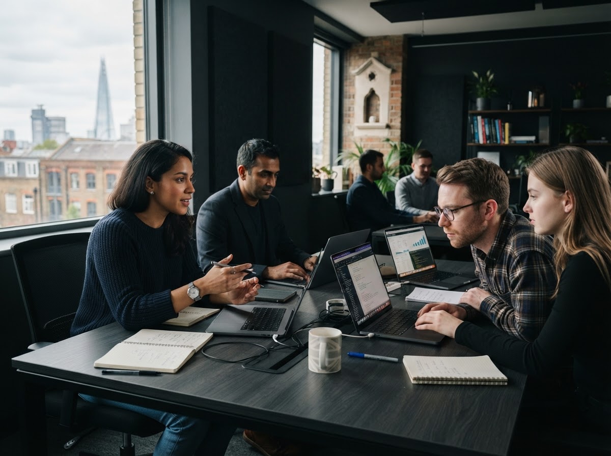 Shift 2U Codrix team reviewing AI-generated data analysis and investment insights